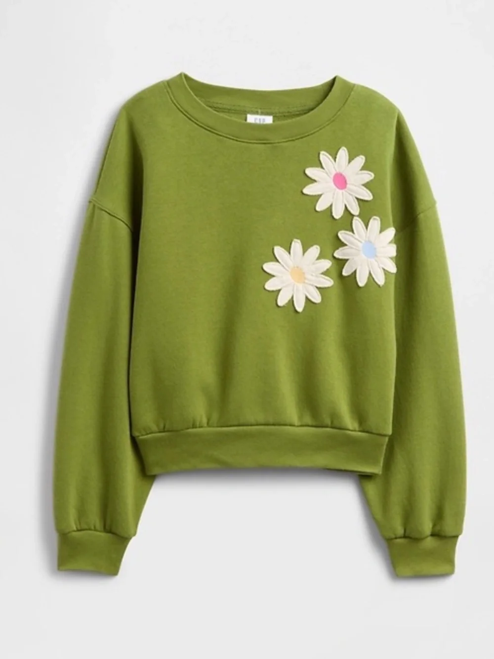 NWT Gap Girls Green Sweatshirt with Flowers - Size M (8)